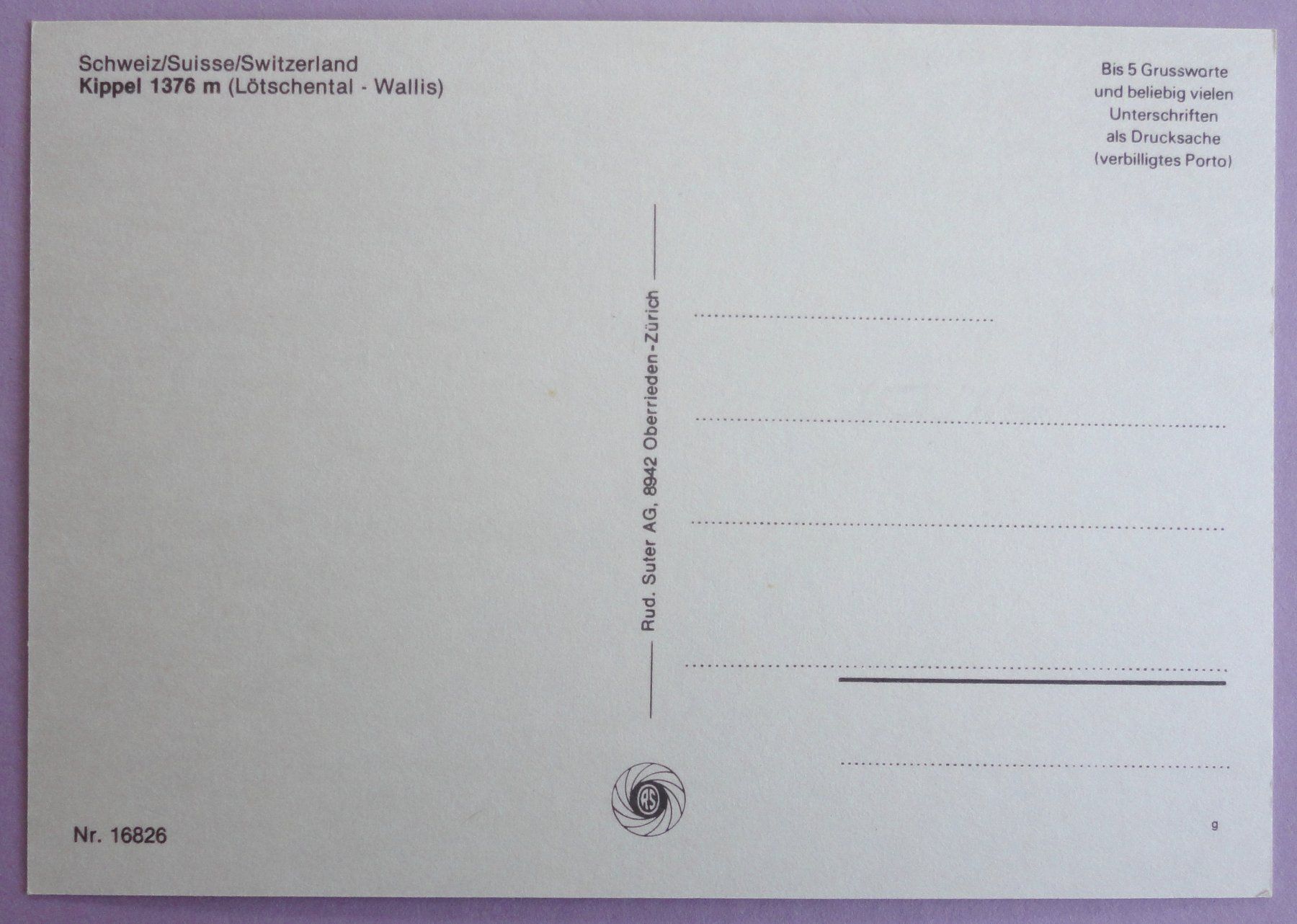Cartoline postali: Kippel 1376 m (Lötschental) – Usato da Fétigny venduto da Billy2miny 1