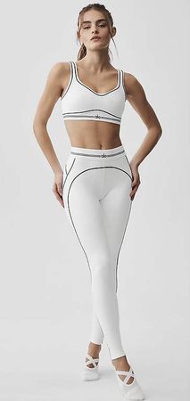 ALO Airbrush Legging + Bra White and Black Neu