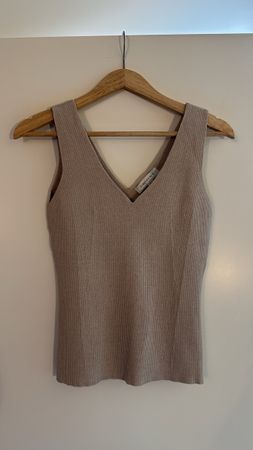 Rippstrick Top V-Ausschnitt Grösse 42 Beige Sommerlich Top!