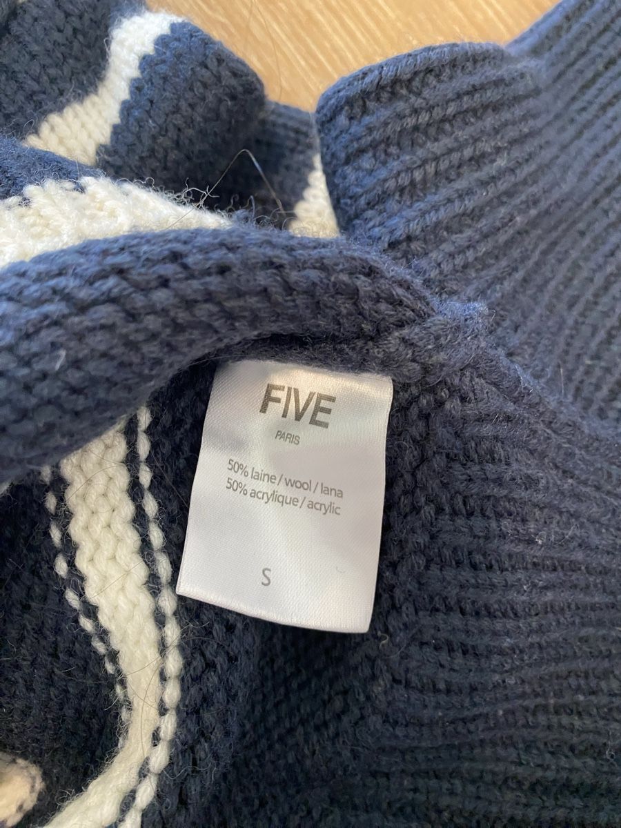 Pullover & Sweatshirts: Pull Five Paris rayé bleu et blanc taille S boutons – Gebraucht aus Chêne-Bourg von mar_fn75 4