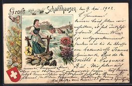Litho Schaffhausen, Mädchen in Tracht a