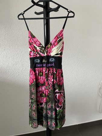 Desigual Summer Dress NEW Floral Print Size 36 Black Pink