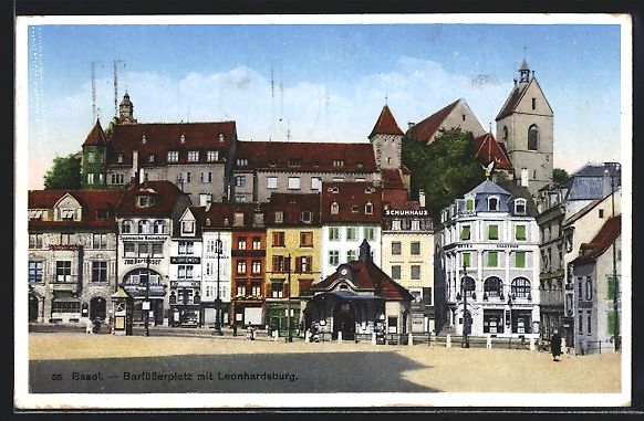 Cartes postales: Basel, Barfüsserplatz mit Leonhardsburg – D'occasion à Berlin par bartko-reher