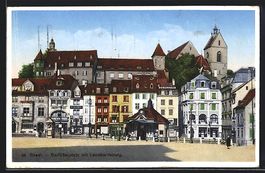 Basel, Barfüsserplatz mit Leonhardsburg