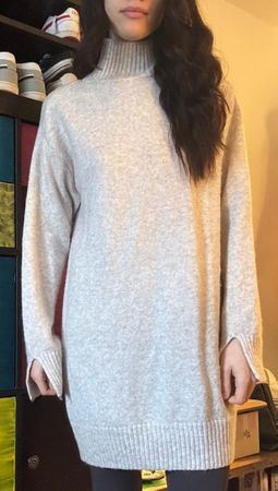 H&M Strickkleid, Rollkragen, Beige, Grösse L