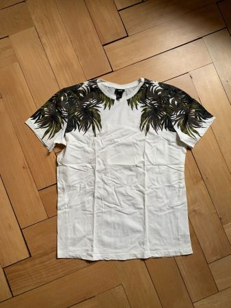 T-Shirt weiss m. Palmblätter - M