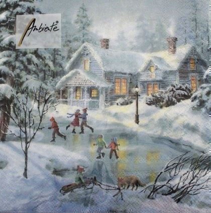 Servietten: Serviette evening skating (1074) 3Stk. – Neu (gemäss Beschreibung) aus Schlatt TG von kreativ-atelier
