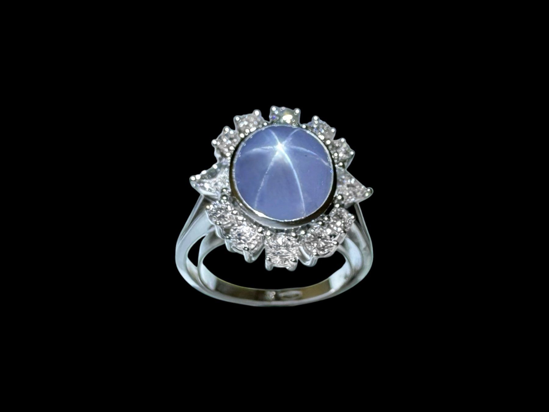 Anelli: ROBERT & IMELDA STEINLIN, Zürich, Sternsaphir-Diamant-Ring – Usato da Zuzwil SG venduto da artimmo 4