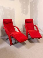 2er set Vintage Designer Liegestühle rot Relaxsessel