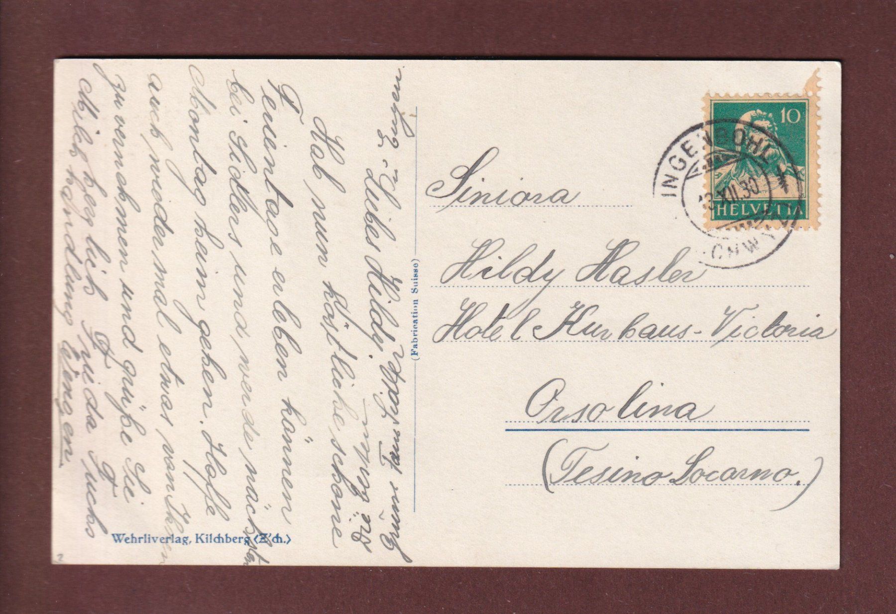 Cartoline postali: BRUNNEN - Urirotstock - 1930 – Usato da Pully venduto da nicecards 1