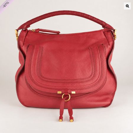 Sac Marcie Large Hobo en cuir grainé rouge Chloé
