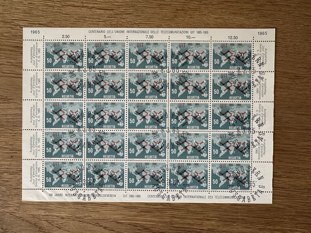 Tutti i francobolli: Schweiz - 1965 ZNr 431 Kleinbogen mit ET Stempel – Usato da Schmitten / FR venduto da Samsara169