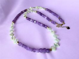 Unikat 💎 Neue Halskette mit Amethyst und Perlmutt