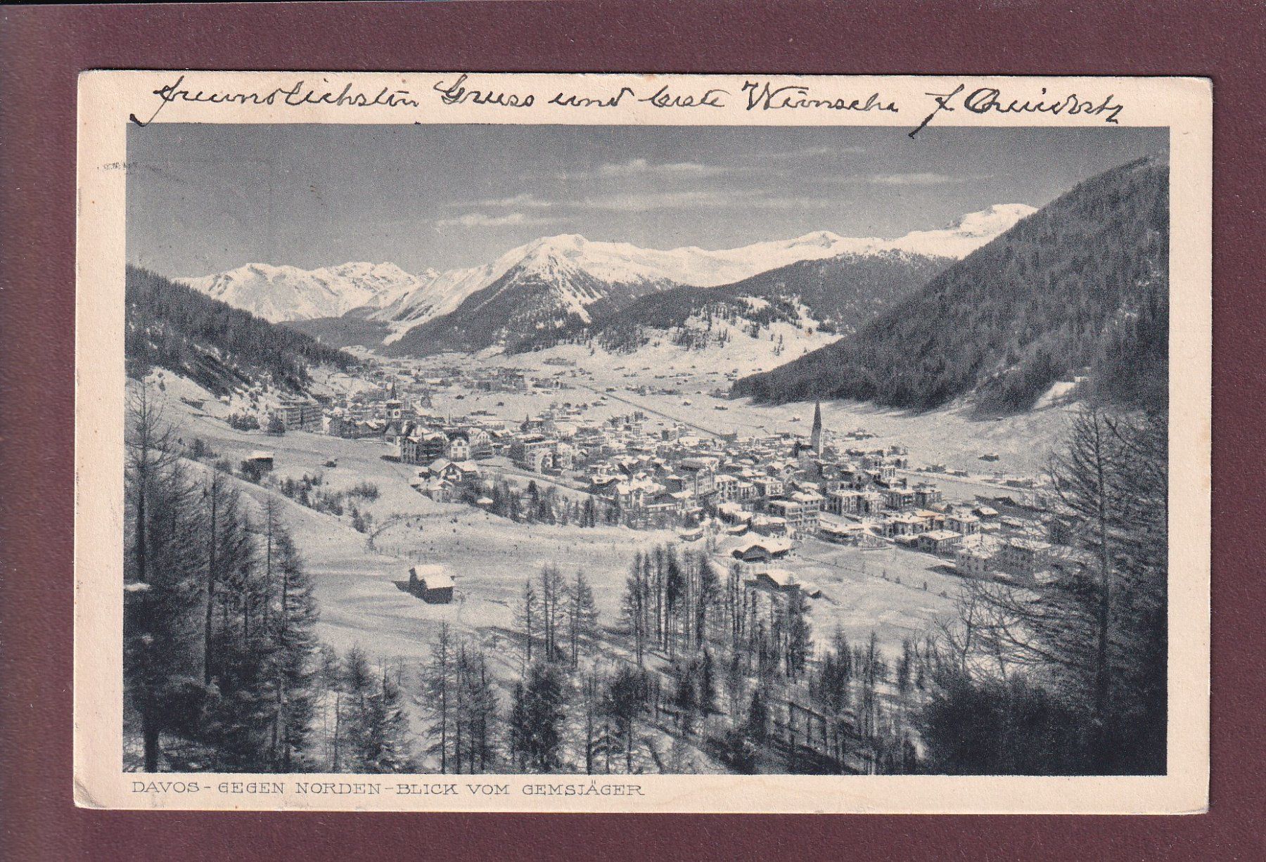 Cartoline postali: DAVOS gegen Norden - 1917 – Usato da Pully venduto da nicecards