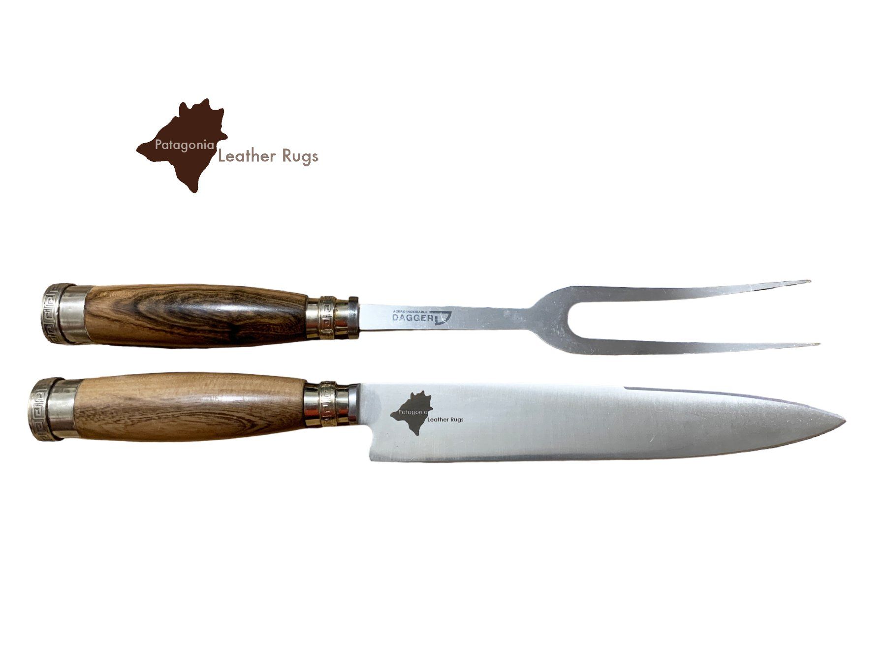 Set di posate: Tranchierset mit Fleischmesser und Fleischgabel mit Holzgrif – Nuovo e nell'imballaggio originale da Arbedo venduto da patagonialeatherrugs