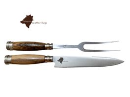 Tranchierset mit Fleischmesser und Fleischgabel mit Holzgrif