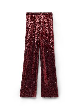 Glitzer Hose Pailetten Calzedonia dunkelrot festlich, Gr. S