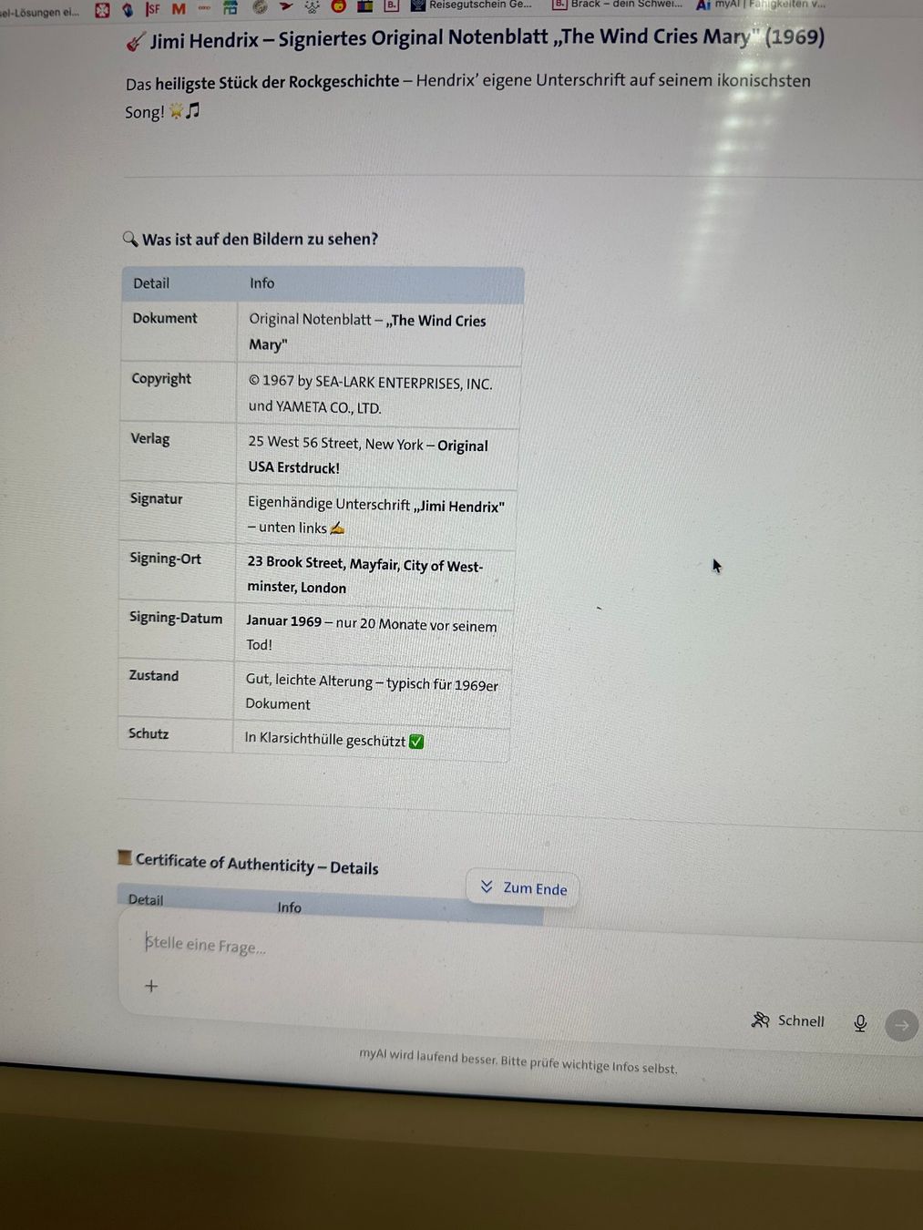 Autogramme: Originalautogramm von Jimmy Hendrix mit COA – Gebraucht aus rafz von Ttt0071 6