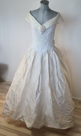 XS 32 34 Brautkleid 100% reine ROHSEIDE Perlen Chez Janine