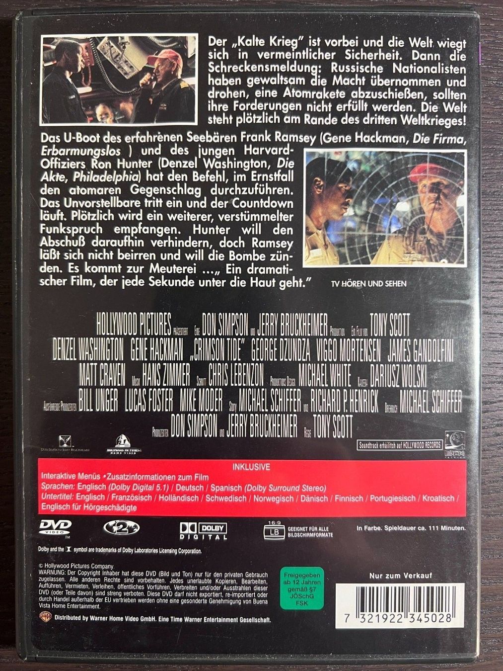 Tutti i DVDs: Crimson Tide – Usato da Zürich venduto da FilmFreunde 1