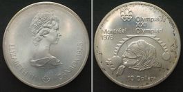 KANADA 10 Dollars 1975, OLYMPIA MONTREAL, Silber unz