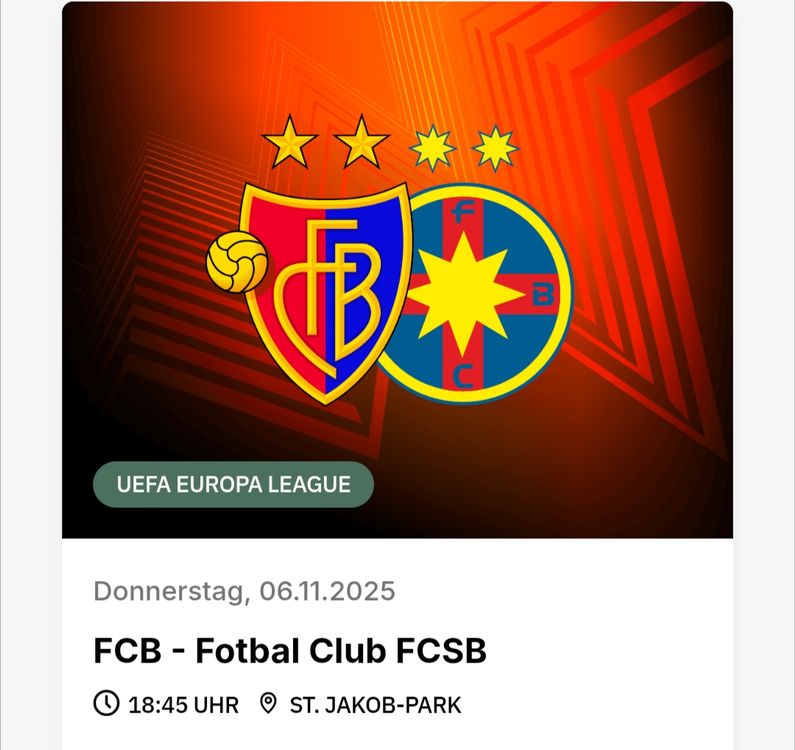 FCB-FCSB Ticket Muttenzerkurve (Neu und originalverpackt) in Basel für ...