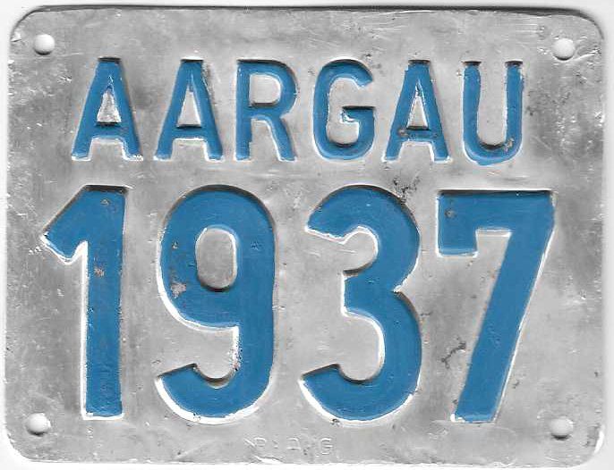 Insegne: Velonummer Aargau 1937 AG 37 – Usato da Bülach venduto da anska
