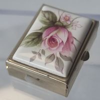 vintage antik Pillendose Schmuckdösli Metall Porzellan Rosen