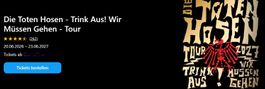 2 Tickets Konzert Toten Hosen 20. Juni Zürich