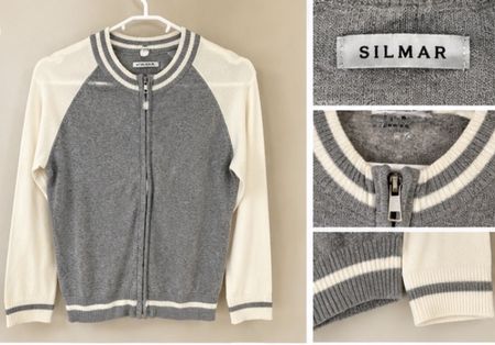 Gilet cardigan Silmar gris & écru zippé