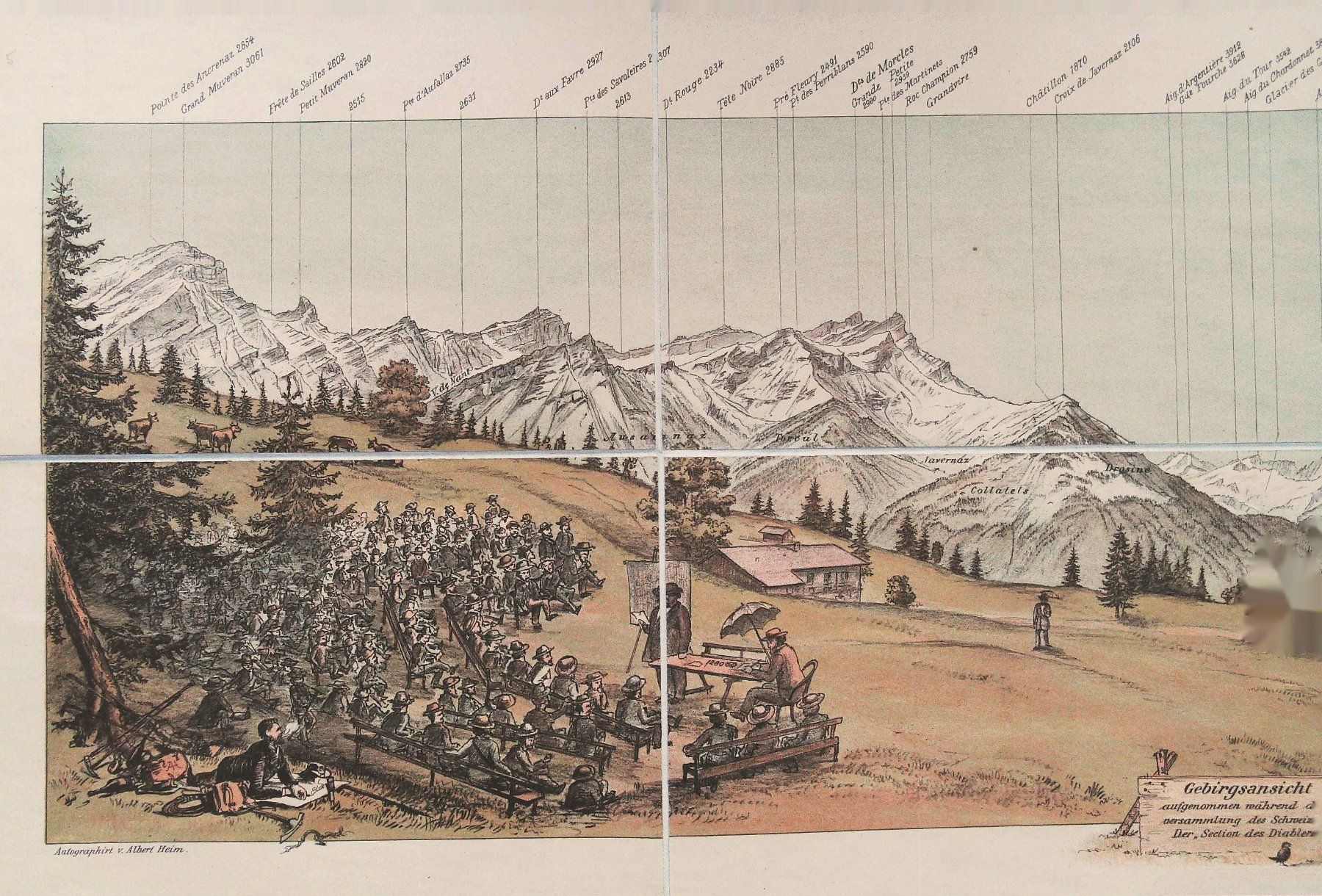 Incisioni: Villars sur Ollon  Panorama 1885 – Usato da Rafz venduto da Helvet32 2