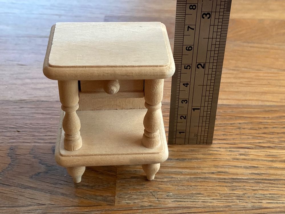 Melody Jane Puppenhaus Nachttisch – Weiß, Mit 3 Schubladen, 1:12 Maßstab, 55 Mm Hoch