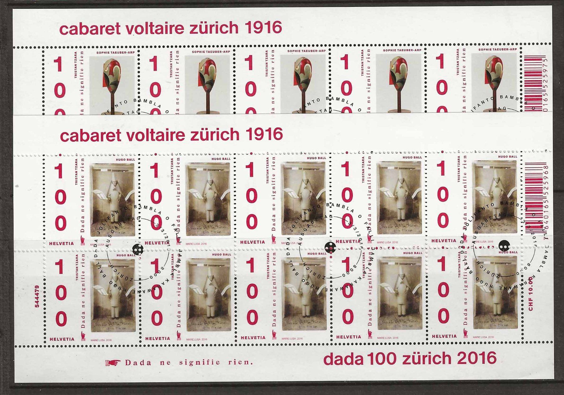 Tutti i francobolli: M1583 - 2 Feuillets Art Dada 1er jour – Usato da Trélex venduto da Phil_Albert