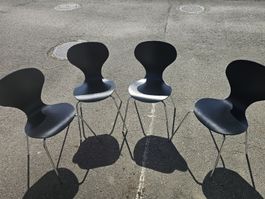 4er Set Stühle, schwarz, verchromt, skandinavisches Design