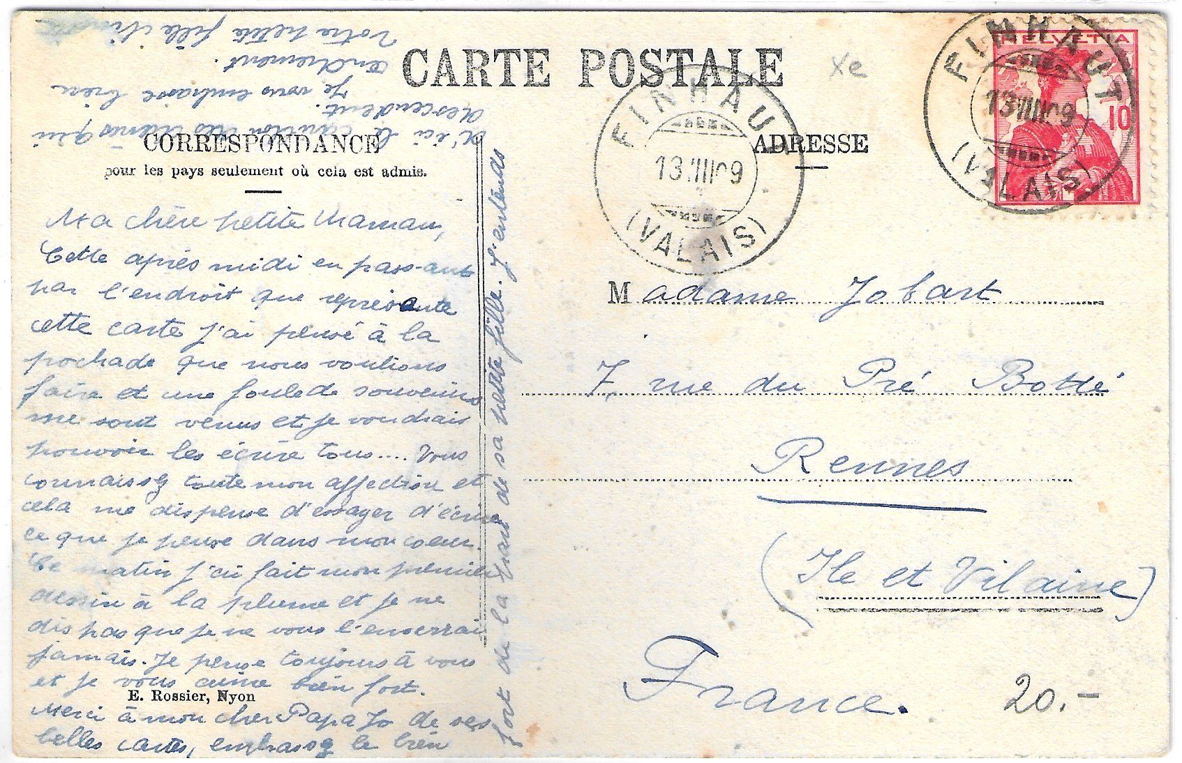 Cartoline postali: a Finhaut - Interieur du village – Usato da Ettingen venduto da Kartenplanet 1