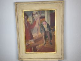 ANNI FREY Interieur mit zwei Figuren Ölbild