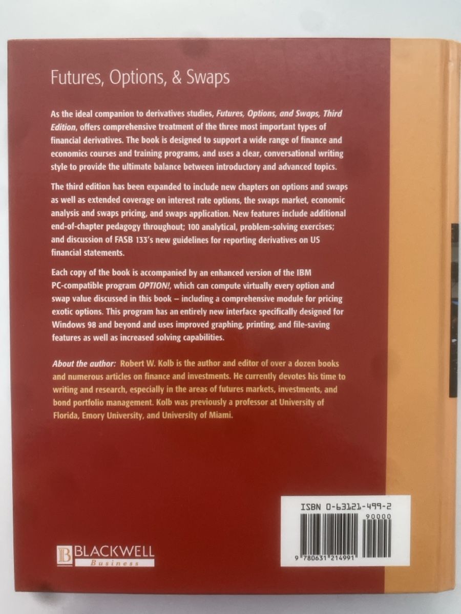 Bücher: Futures, Options & Swaps - Kolb - 3rd Edition, Top Zustand – Gebraucht aus Oberägeri von diamante100 1