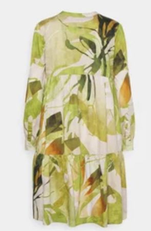 🌿 Emily van den Bergh Stufenkleid mit Blättermuster 🌿 L