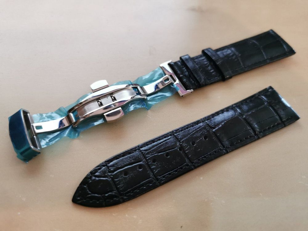 Echt Kroko Uhrenarmband Passend Für Panerai 24mm Schwarz / 47