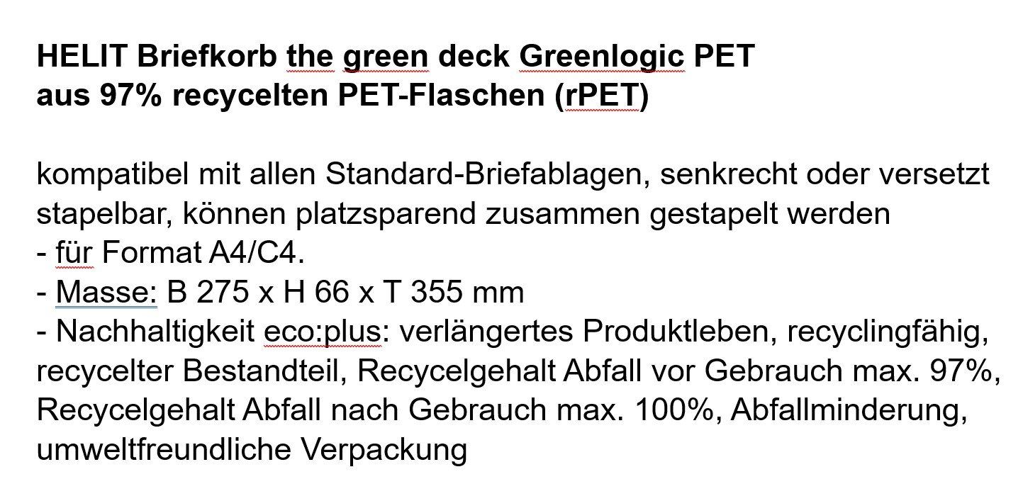 Contenitori & Simili: AKTION = Briefkorb Briefablage Greenlogic HELIT ROT transpar – Nuovo e nell'imballaggio originale da Strengelbach venduto da Mozi1 1