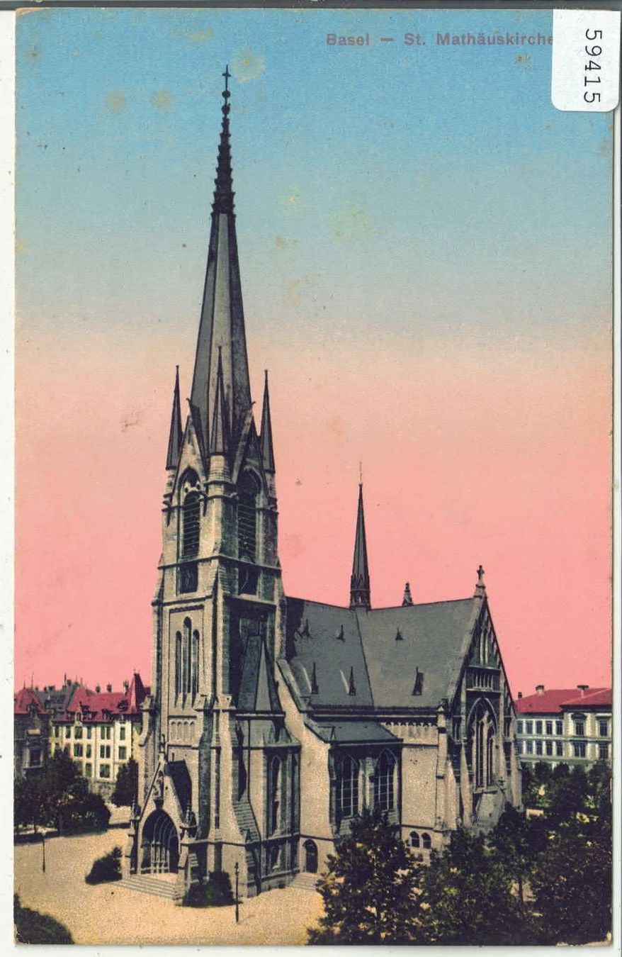Cartoline postali: Basel - St. Mathäuskirche - Litho – Usato da Ettingen venduto da Kartenplanet