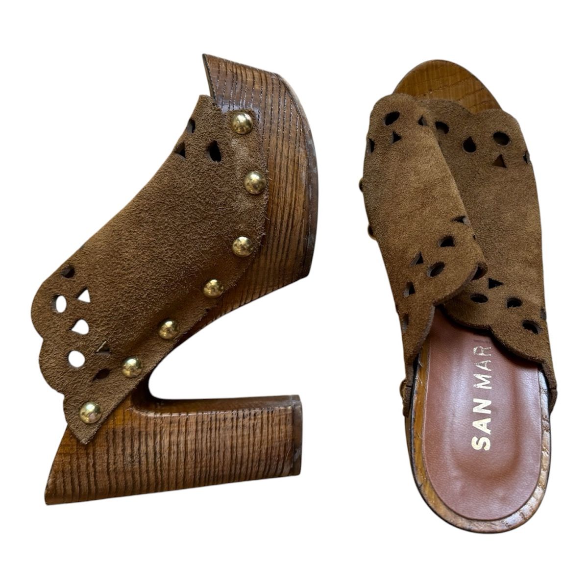 Scarpe da donna: San Marina Clogs Suede Wood Heel – Usato da Zürich venduto da pet_8jkt