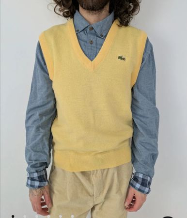 Strickweste Lacoste gelb V-Ausschnitt S