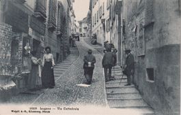 AK Lugano - Via Cattedrale - inizio 1900