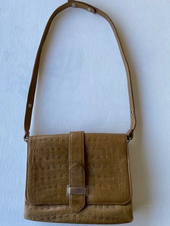Elegante Vintage - Ledertasche Kroko-Optik braun 👜
