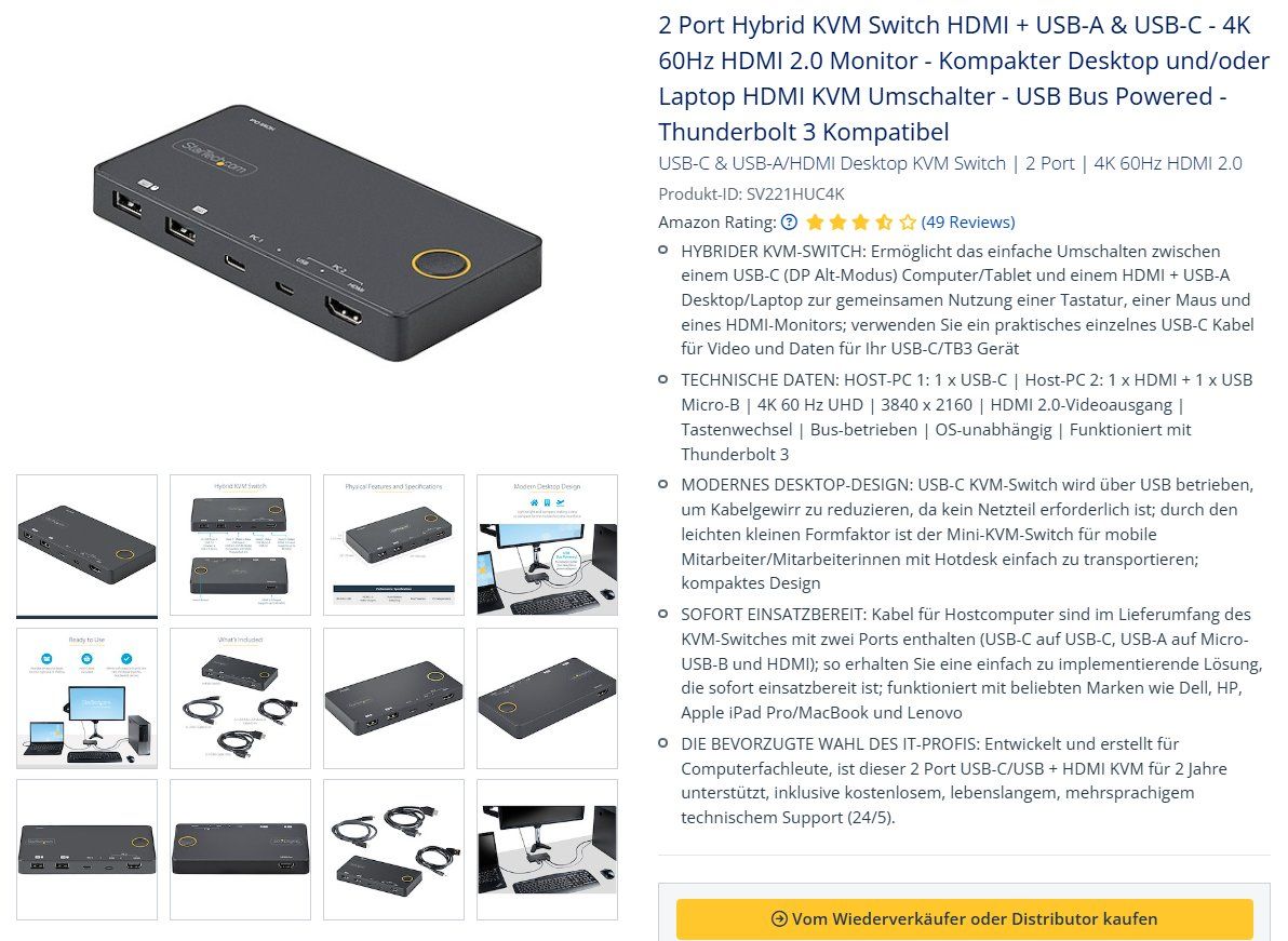 Docking station: StarTech 2 Port Hybrid KVM – Nuovo e nell'imballaggio originale da Matzingen venduto da Boergch