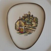 60-70er J.Schweiz /dreieckiger Keramik Wandteller " Lucens "