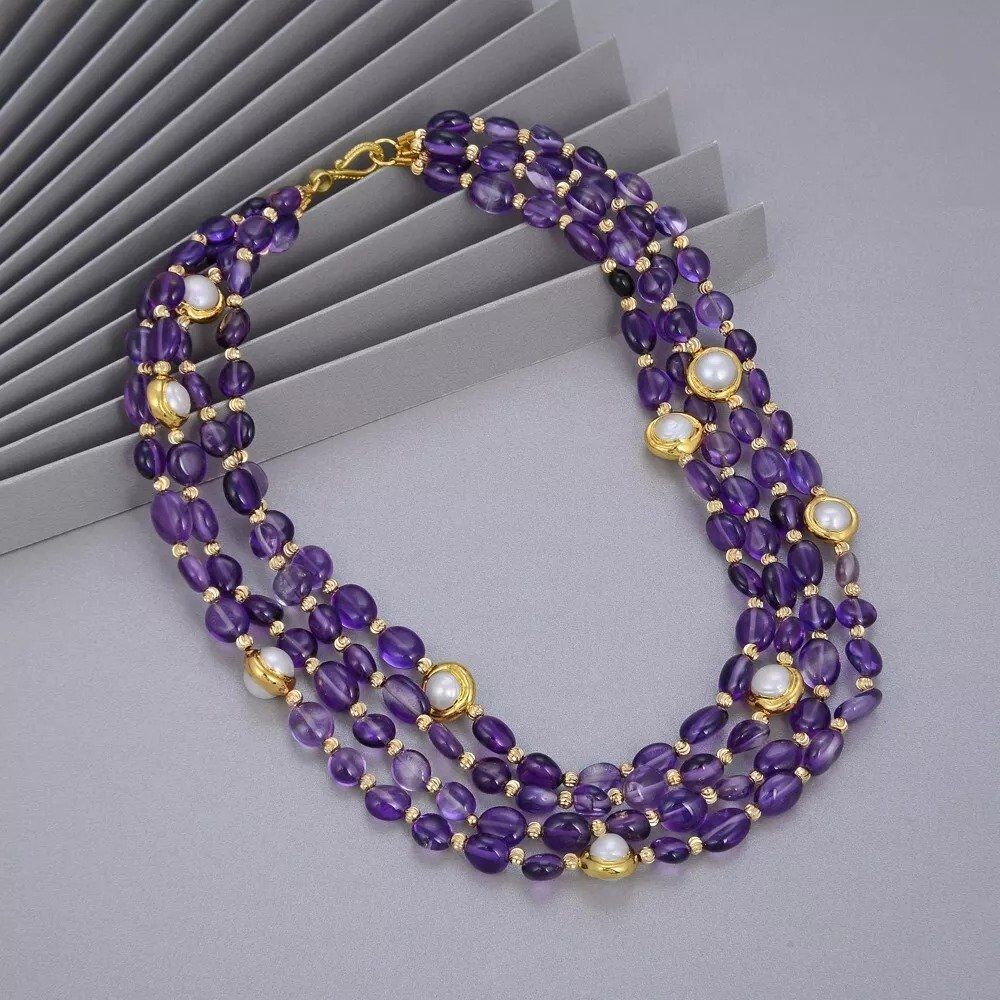 Catenine: Tolle Amethyst grosse Perle Halskette Collier Améthyste – Nuovo (secondo la descrizione) da Prilly venduto da ilyria73 4