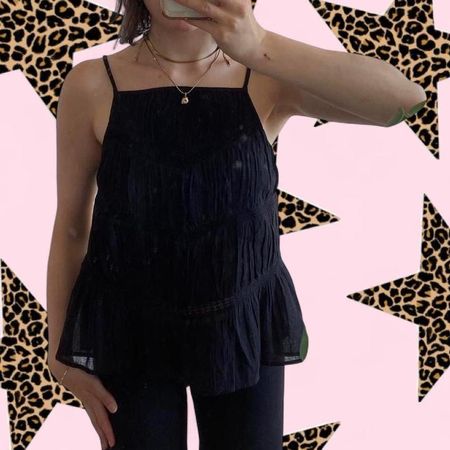 Black cotton babydoll top size XS from C&A.