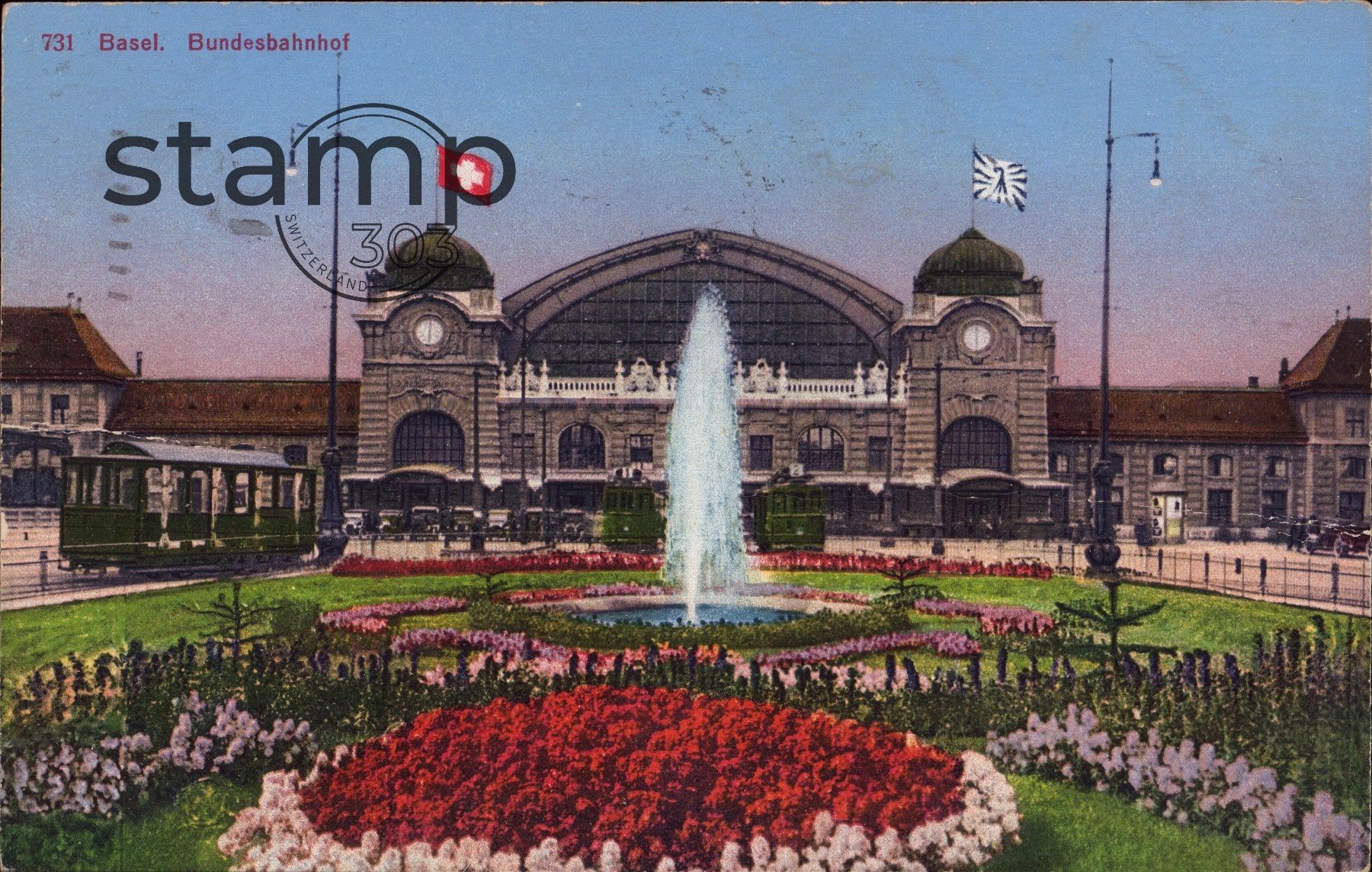 Cartoline postali: 1928 AK Basel Bundesbahnhof – Usato da Eggersriet venduto da stamp303
